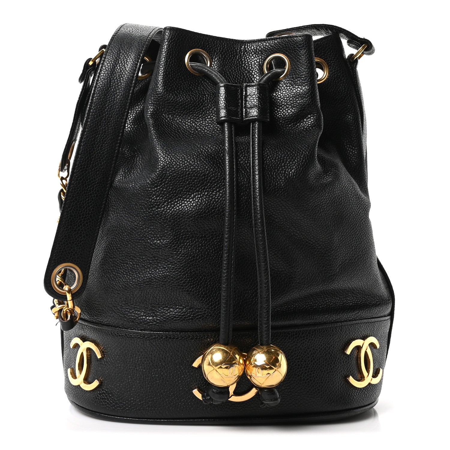 Chanel Caviar CC Drawstring Shoulder Bag Black 1 of 11