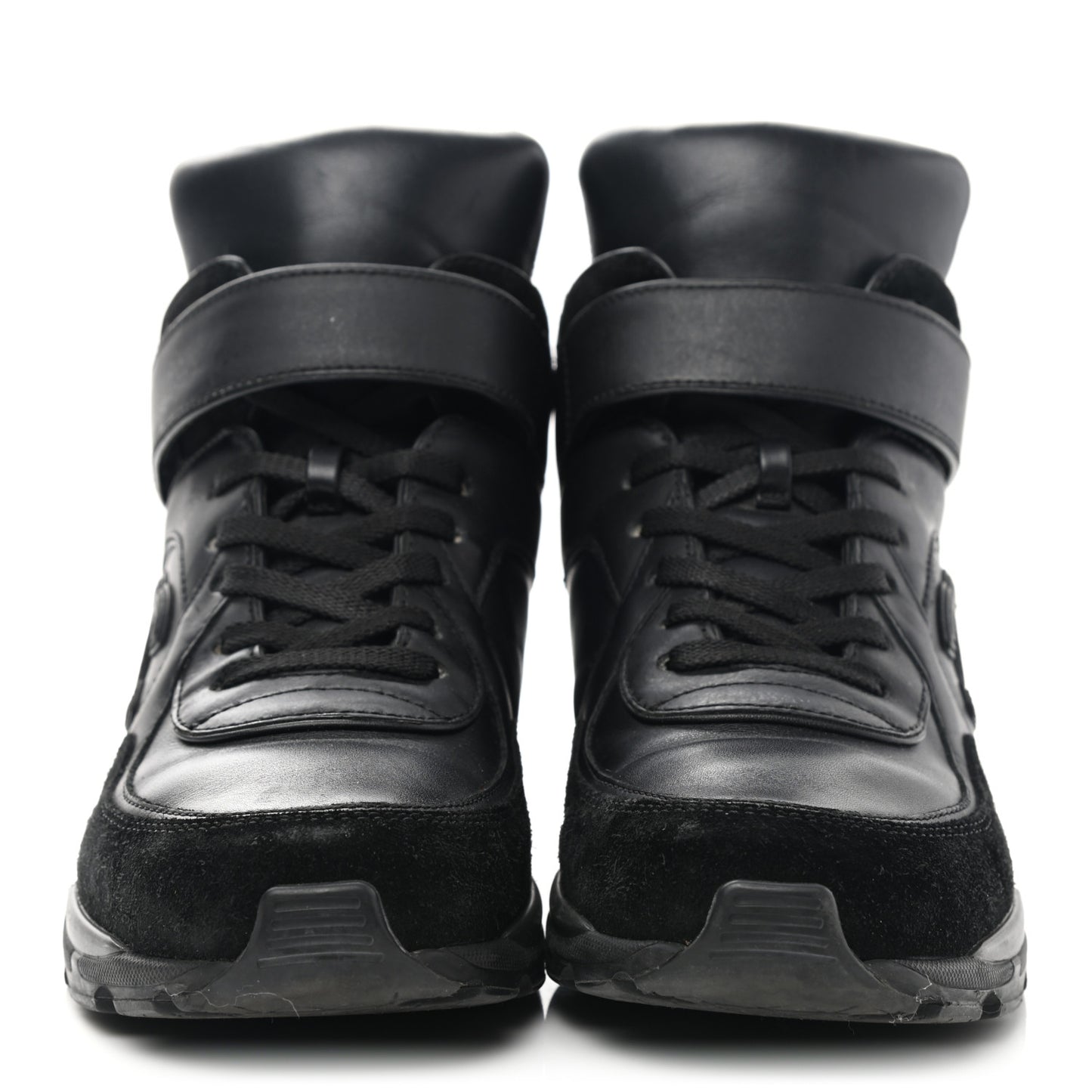 Suede Calfskin High Top CC Sneakers 37 Black