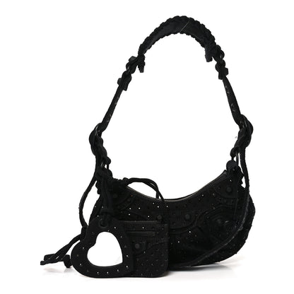 Balenciaga Denim Embellished Le Cagole Shoulder Bag XS Black 1 of 12