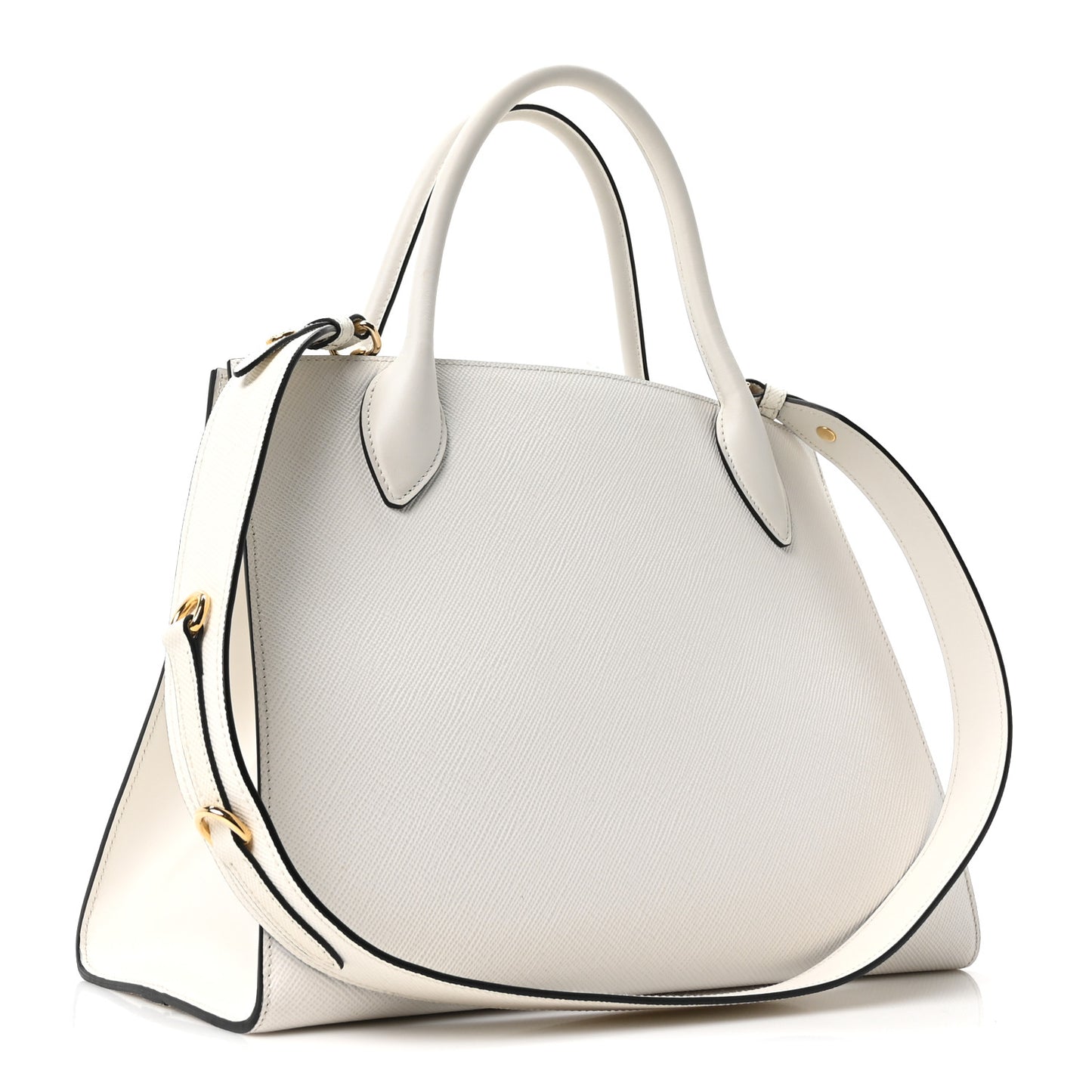 Saffiano Cuir Calfskin Medium Monochrome Top Handle Tote White