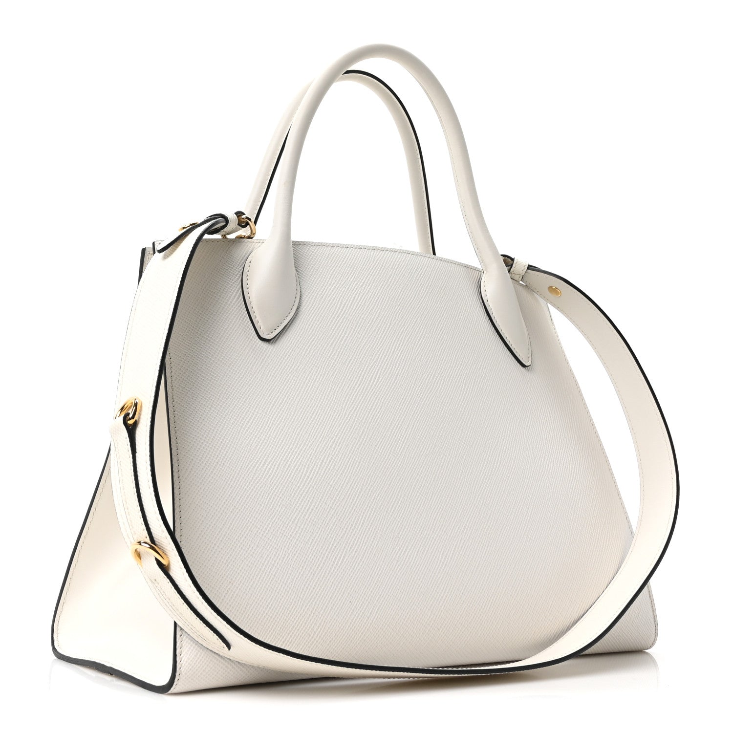 Prada Saffiano Cuir Calfskin Medium Monochrome Top Handle Tote White 3 of 10