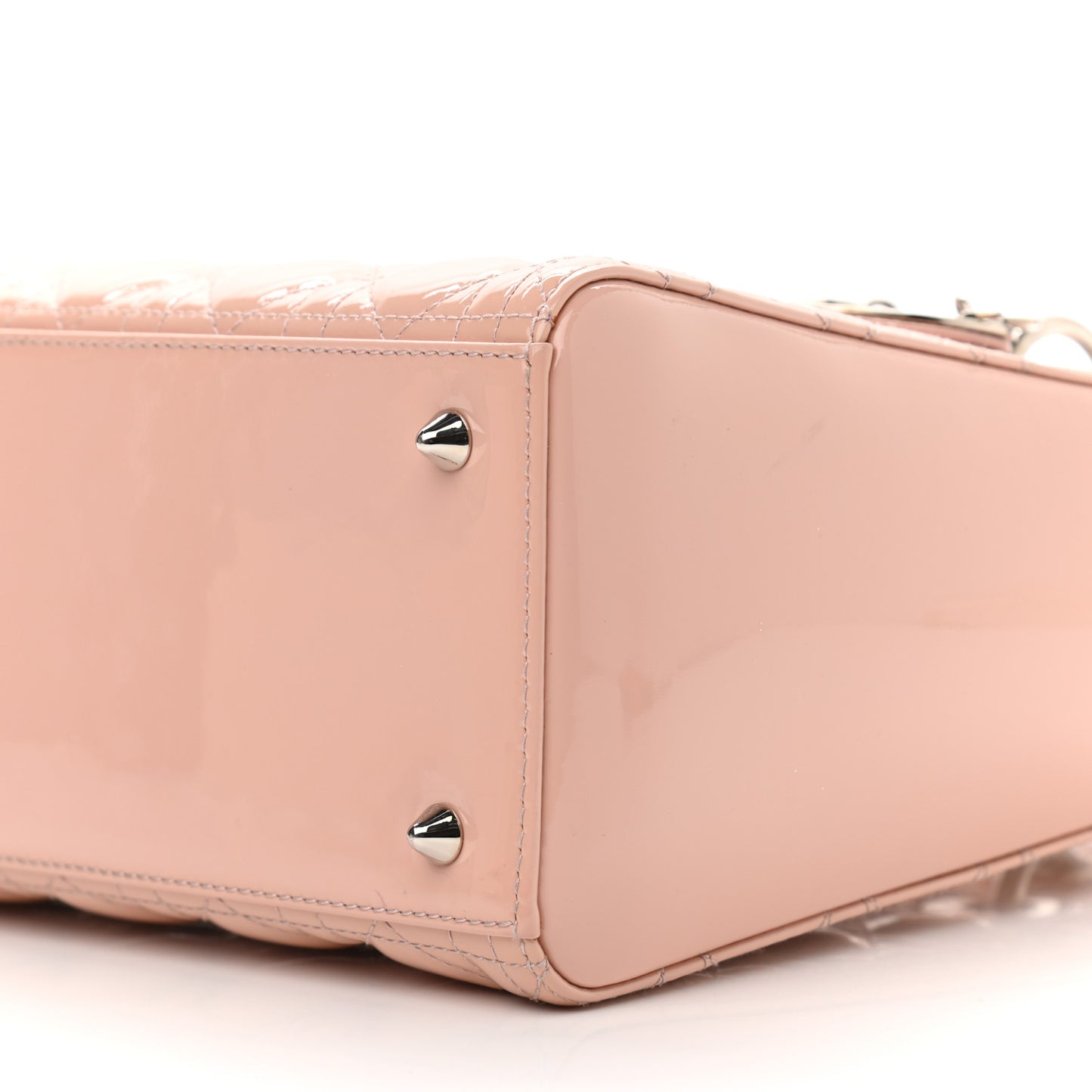 Patent Cannage Medium Lady Dior Rose Clair