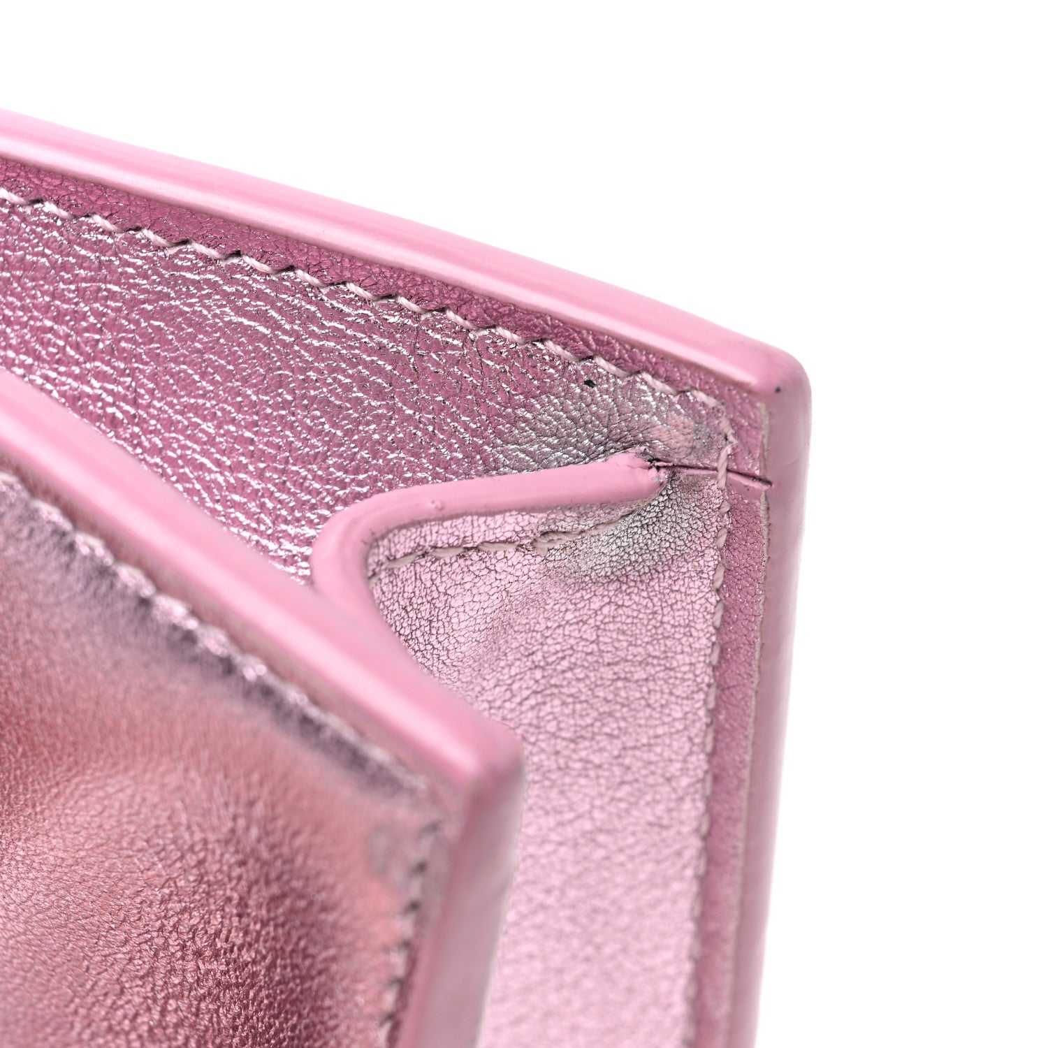 Saint Laurent Metallic Calfskin Monogram Envelope Chain Wallet Pink 10 of 11