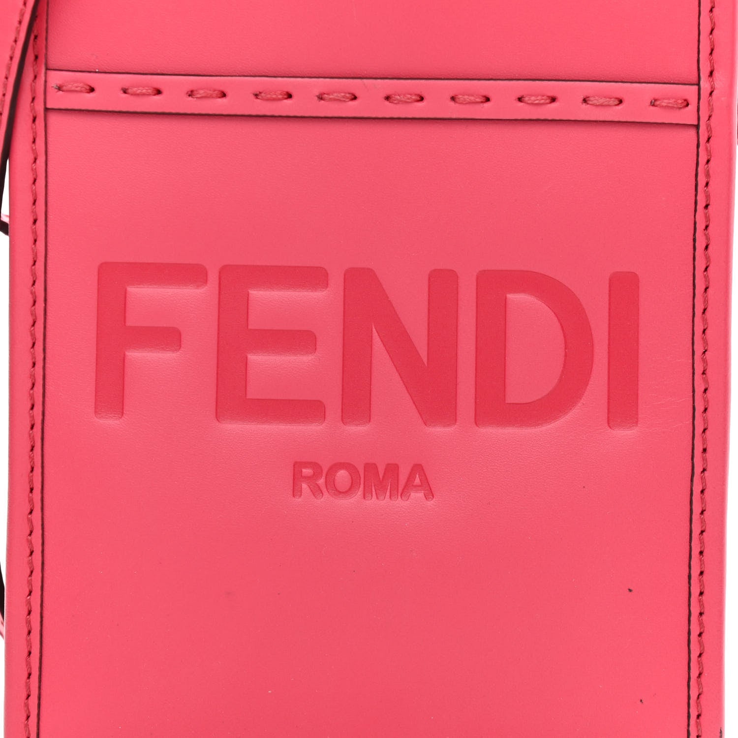 Fendi Vitello King Plexiglass Logo Embossed Mini Fendi Sunshine Shopper Tote Lampone 9 of 13
