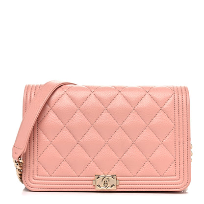 Chanel Caviar Quilted Boy Wallet On Chain WOC Light Pink 1 of 11