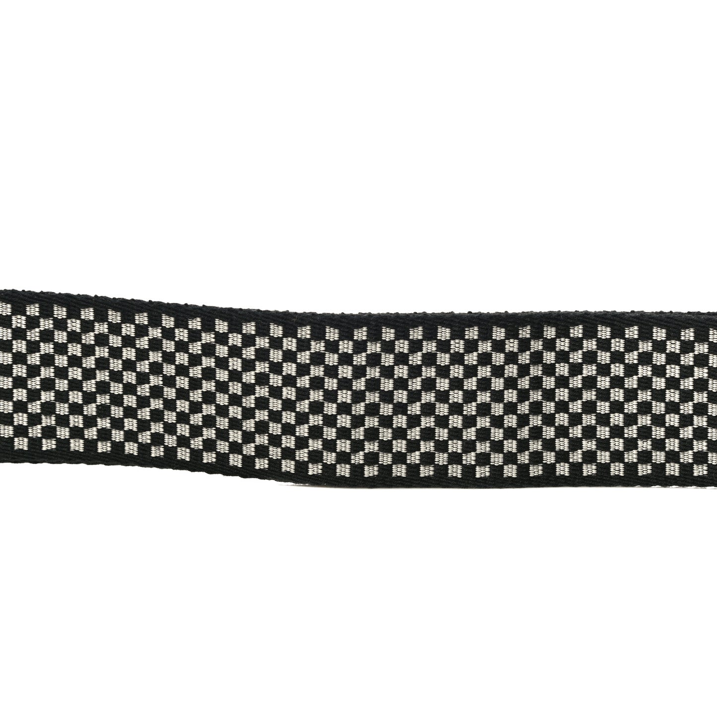 Ribbon Vitello King Logo Embossed Gingham Woven Adjustable Strap You Panna Black Cuoio