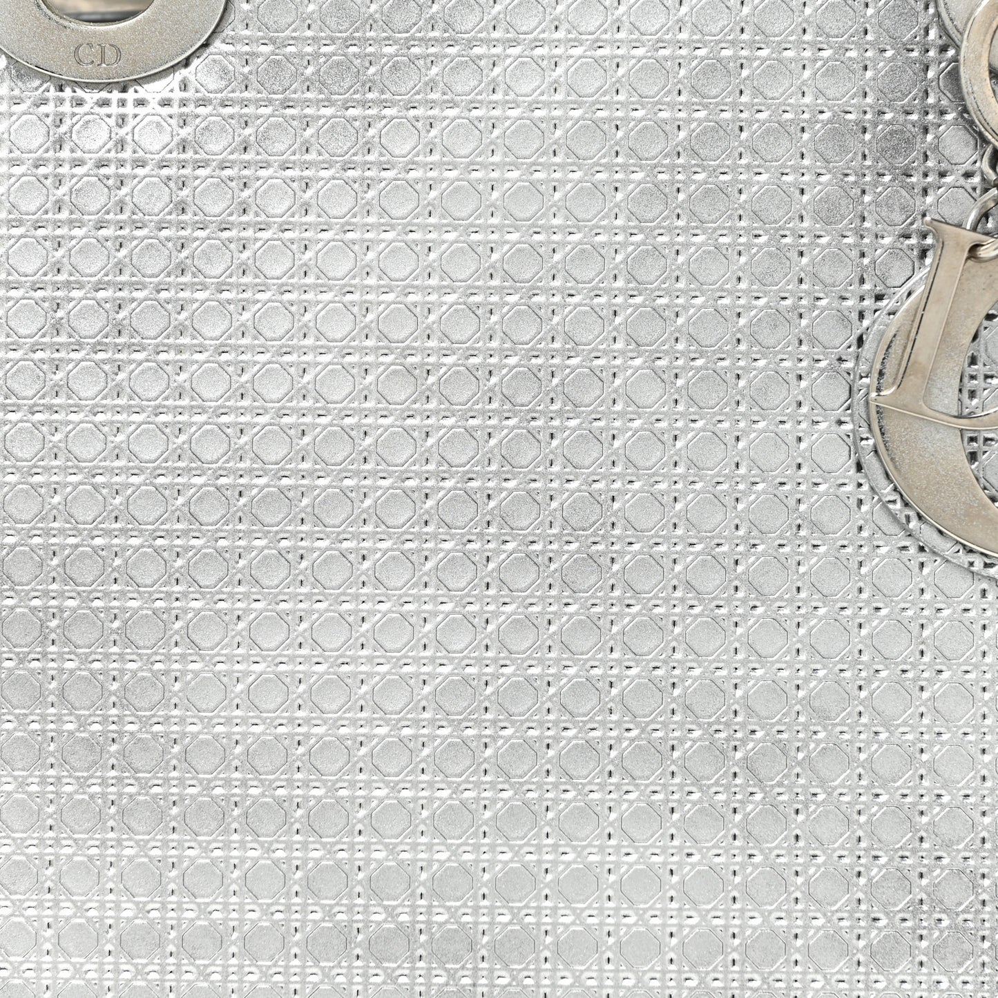 Metallic Patent Micro-Cannage Medium Lady Dior Silver