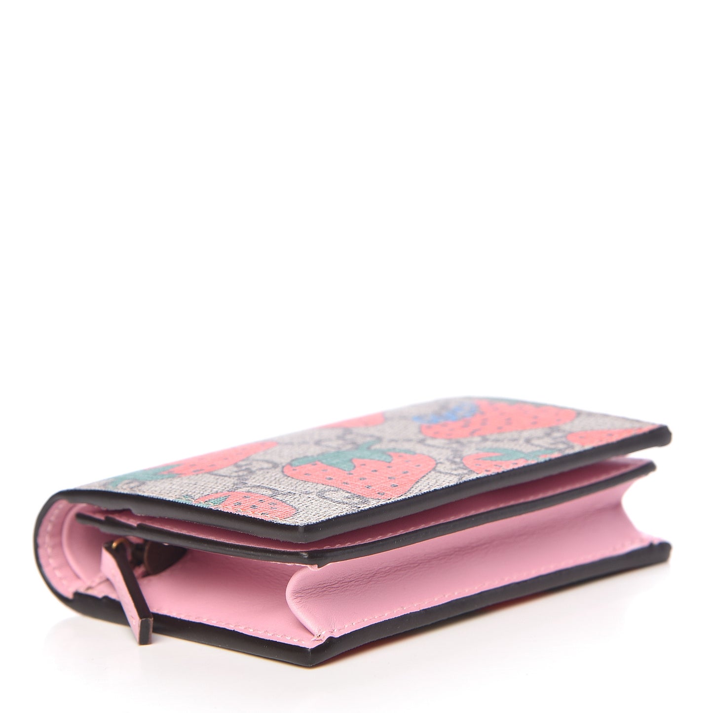 GG Supreme Monogram Strawberry Card Case