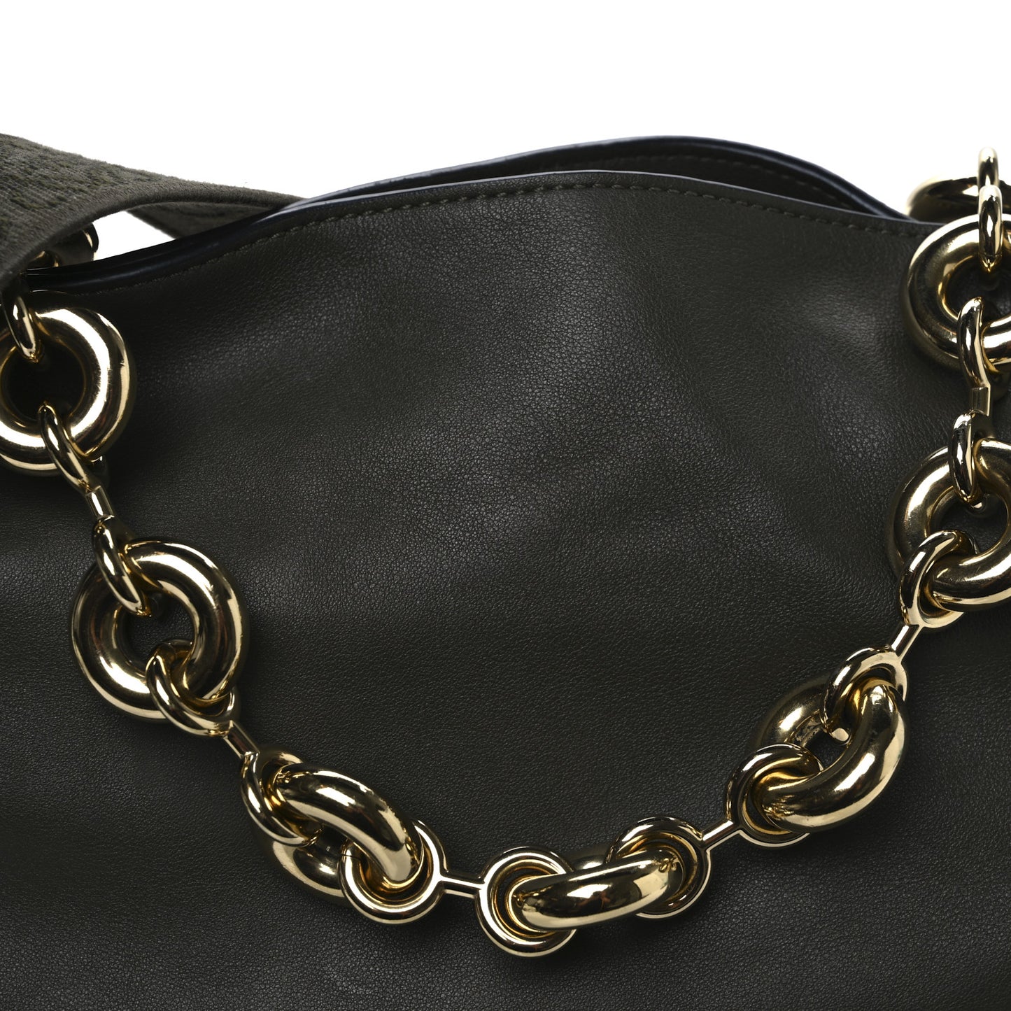 Mellow Nappa Medium Donut Chain Flamenco Knot Clutch Dark Khaki