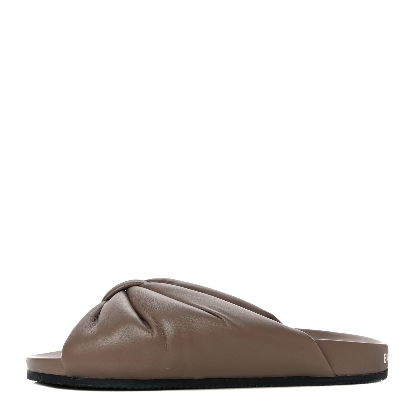Smooth Nappa Logo Puffy Slide Sandals 37 Mink Grey White