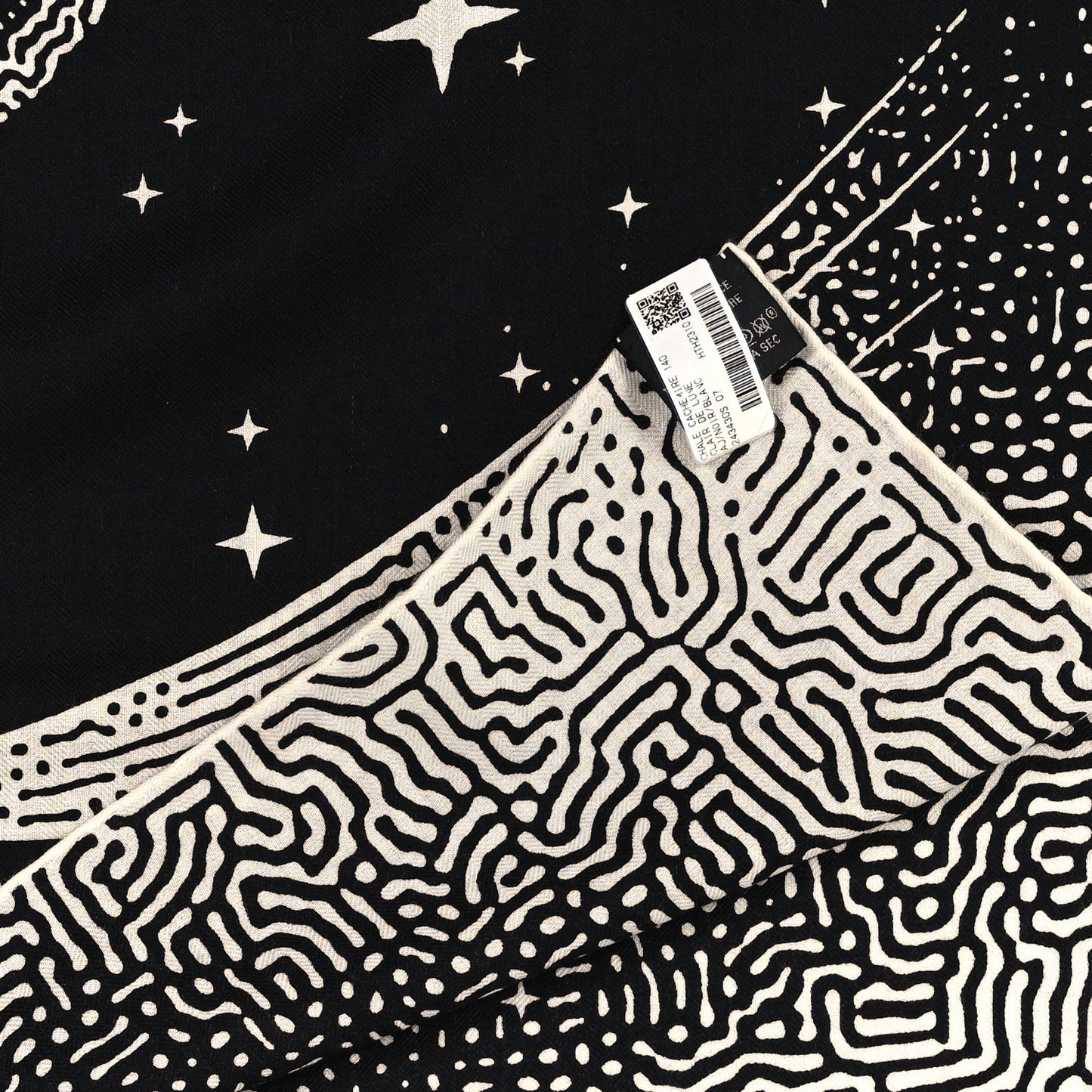 Silk Cashmere Clair De Lune Shawl 140 Black White