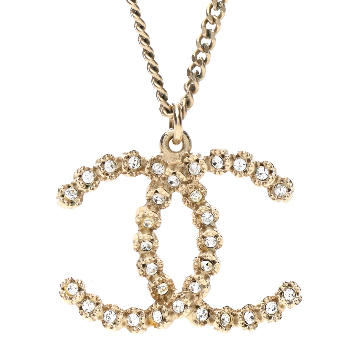 Crystal CC Pendant Necklace Gold