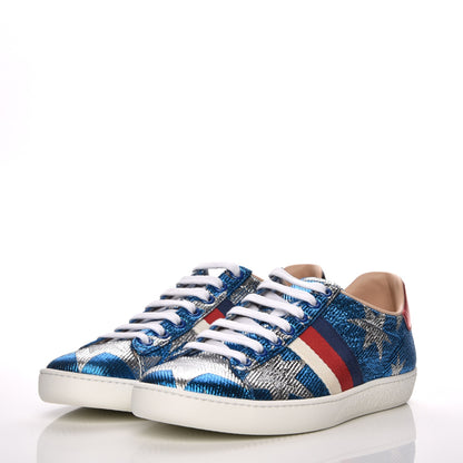 Gucci Lurex Starry Sky Sylvie Web New Ace Sneakers 36 Bluette Silver 3 of 9