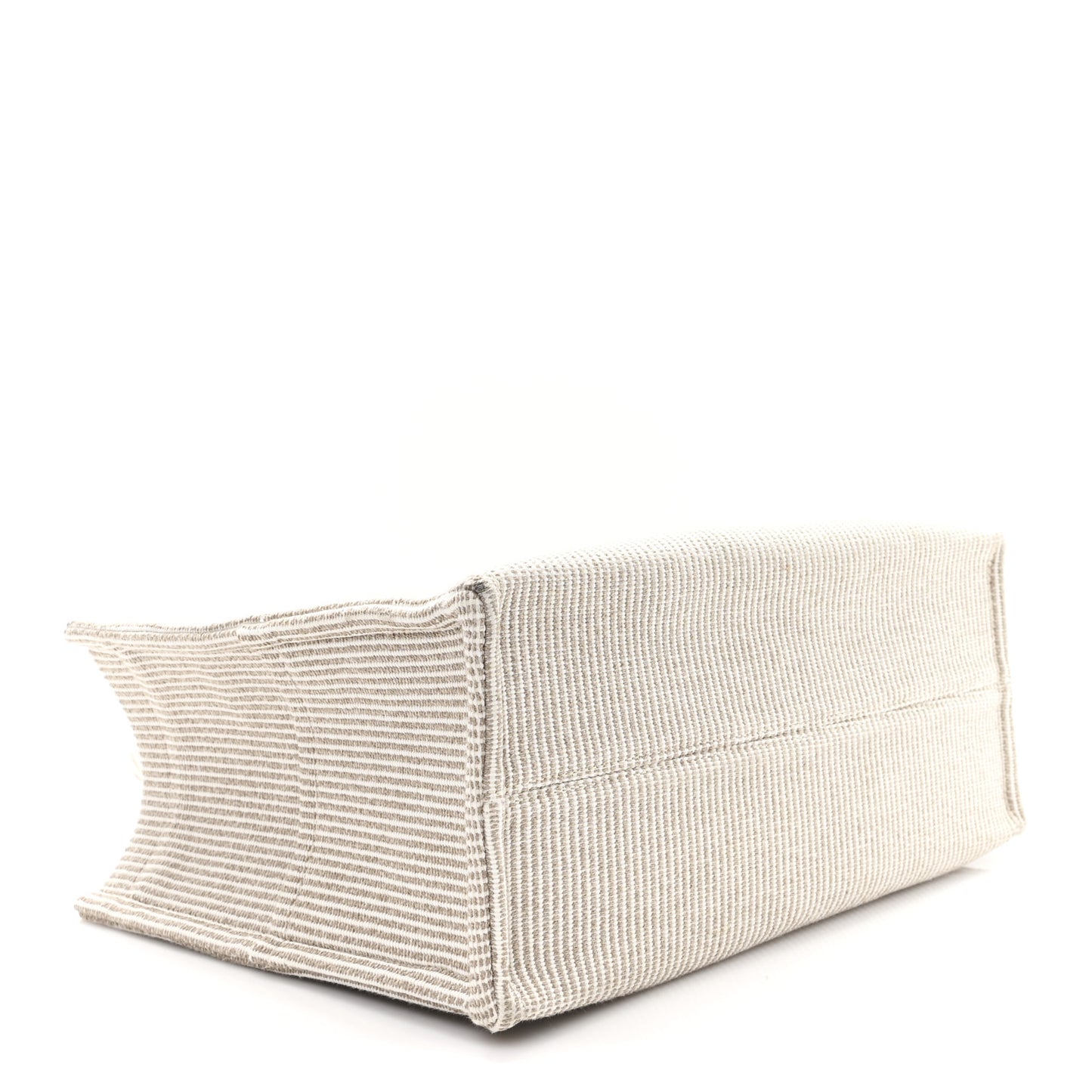 Canvas Calfskin Striped Triomphe Large Cabas Beige