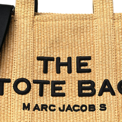 Marc Jacobs Calfskin Woven Straw The Medium Tote Bag Natural 7 of 9