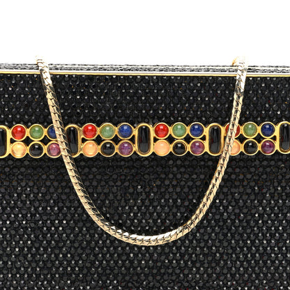 Judith Leiber Swarovski Crystal Glass Bead Minaudiere Clutch Black Multicolor 7 of 9