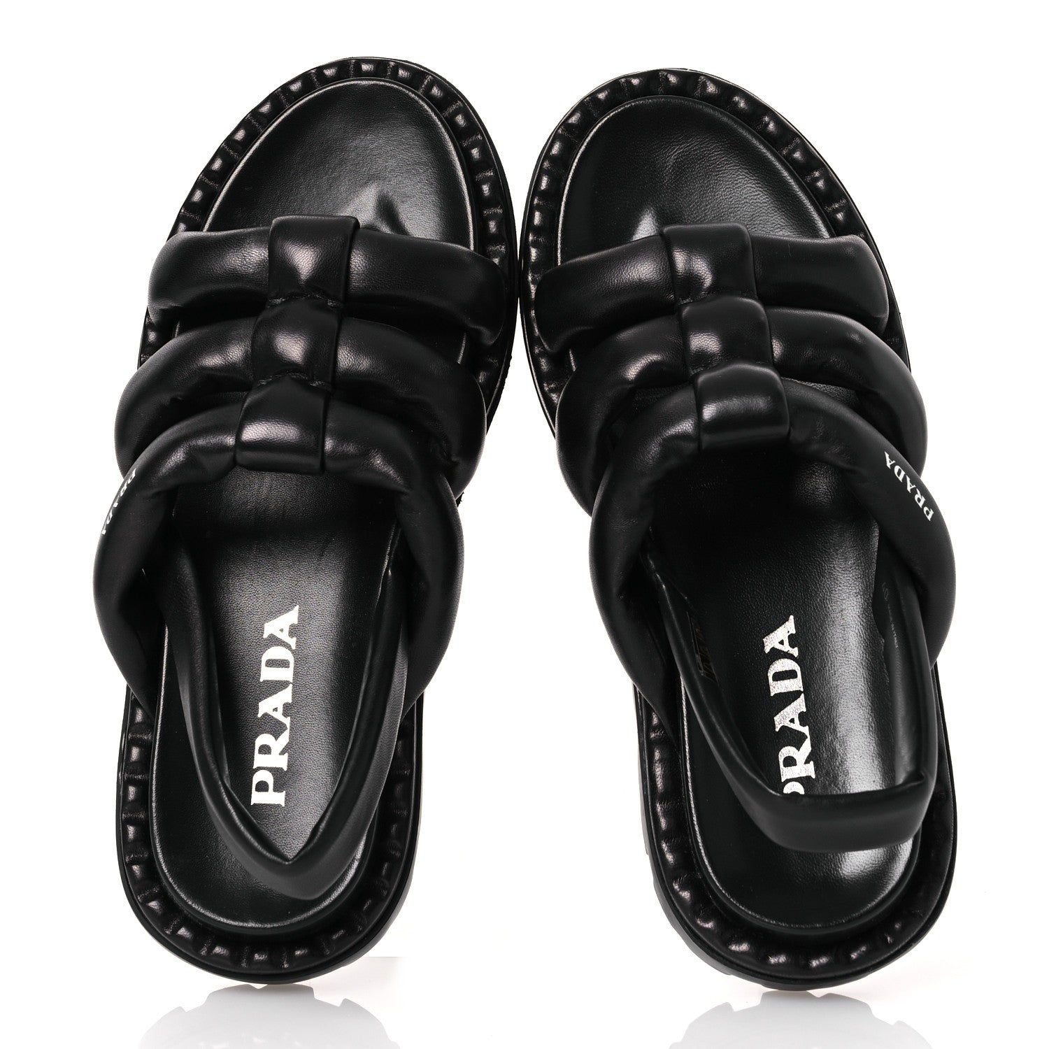 Prada Nappa Padded Blow 20mm Slingback Sandals 40 Black 2 of 12