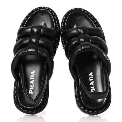 Prada Nappa Padded Blow 20mm Slingback Sandals 40 Black 2 of 12