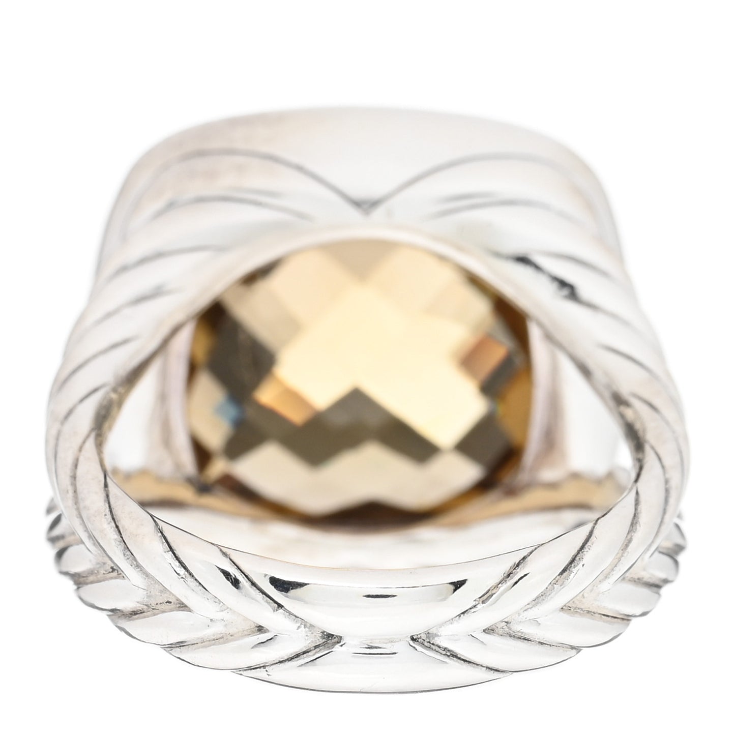 Sterling Silver 18K Yellow Gold Diamond Champagne Citrine 14mm Albion Ring 52 6