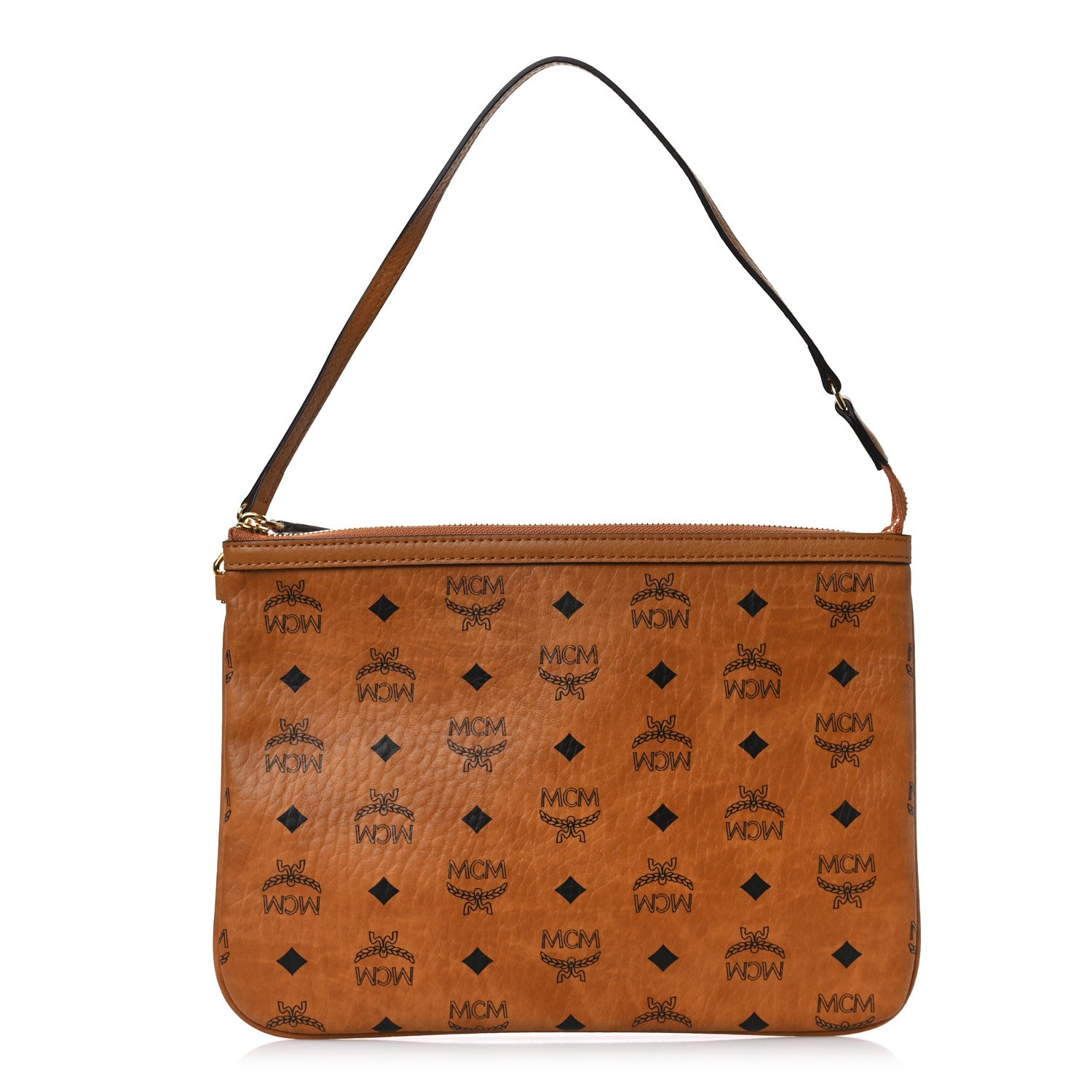 MCM Visetos Liz Sahopper Tote Pouch Cognac 1 of 8