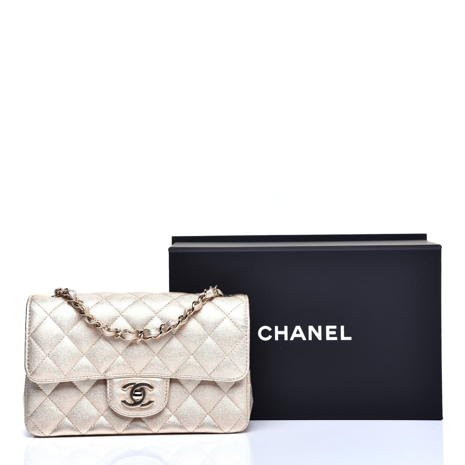 Chanel Metallic Lambskin Quilted Mini Rectangular Flap Gold 11 of 11