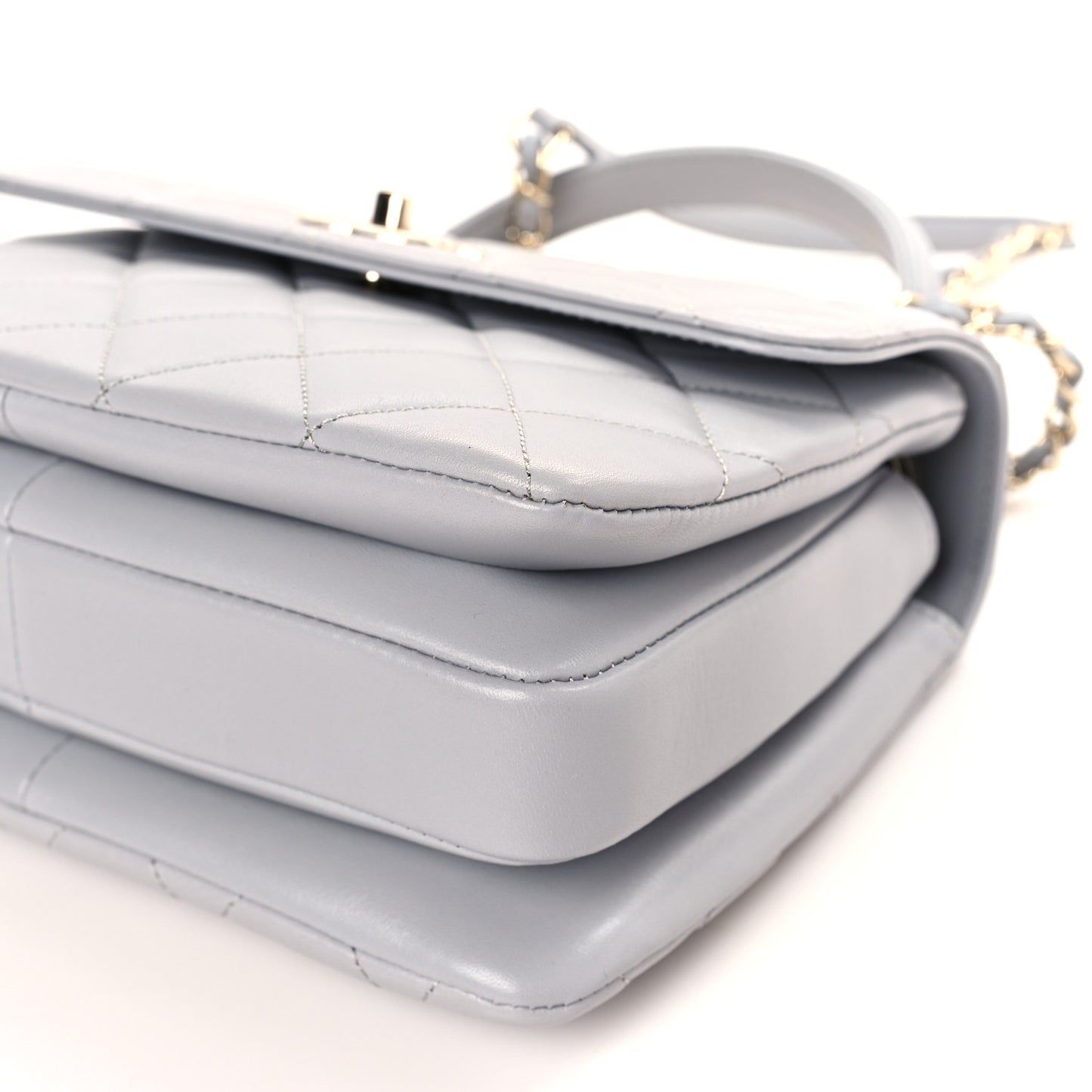 Lambskin Quilted Small Trendy CC Flap Dual Handle Bag Light Grey