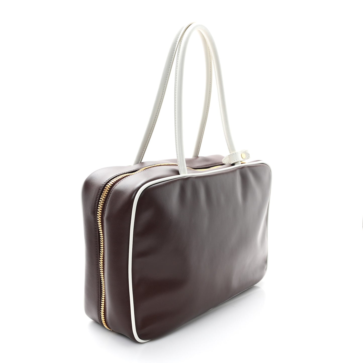 Soft Calf Softy Large Contrast Beau Top Handle Bag Radica White