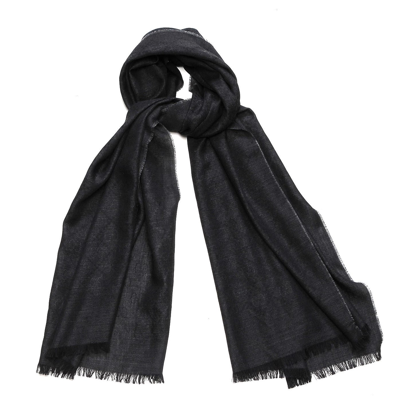 Wool Silk Diamante Woven Shawl Dark Grey