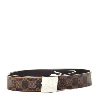 Louis Vuitton Damier Ebene LV Paris Buckle Belt 110 44 Silver 1 of 6