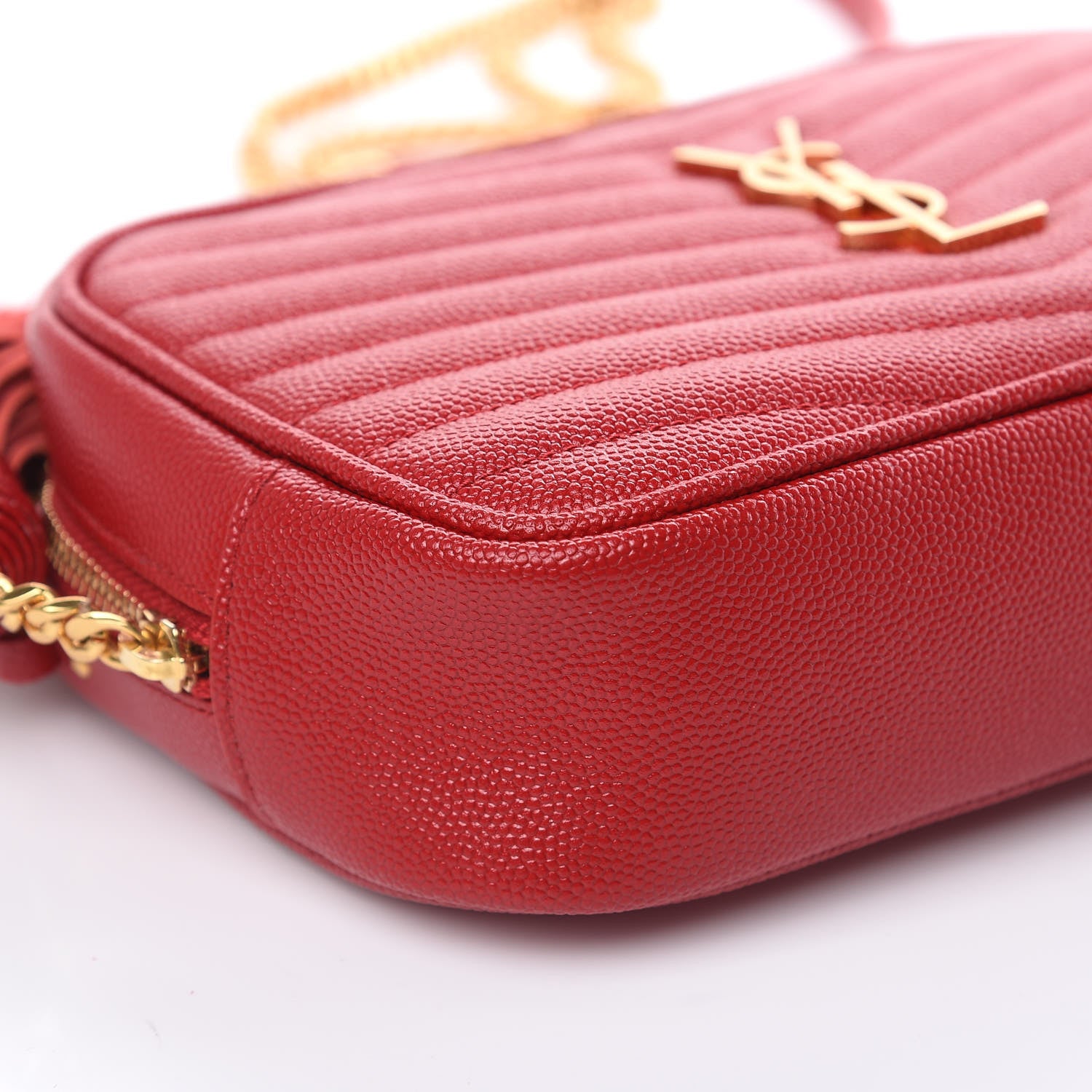 Saint Laurent Grain De Poudre Matelasse Monogram Mini Lou Camera Bag Eros Red 8 of 10