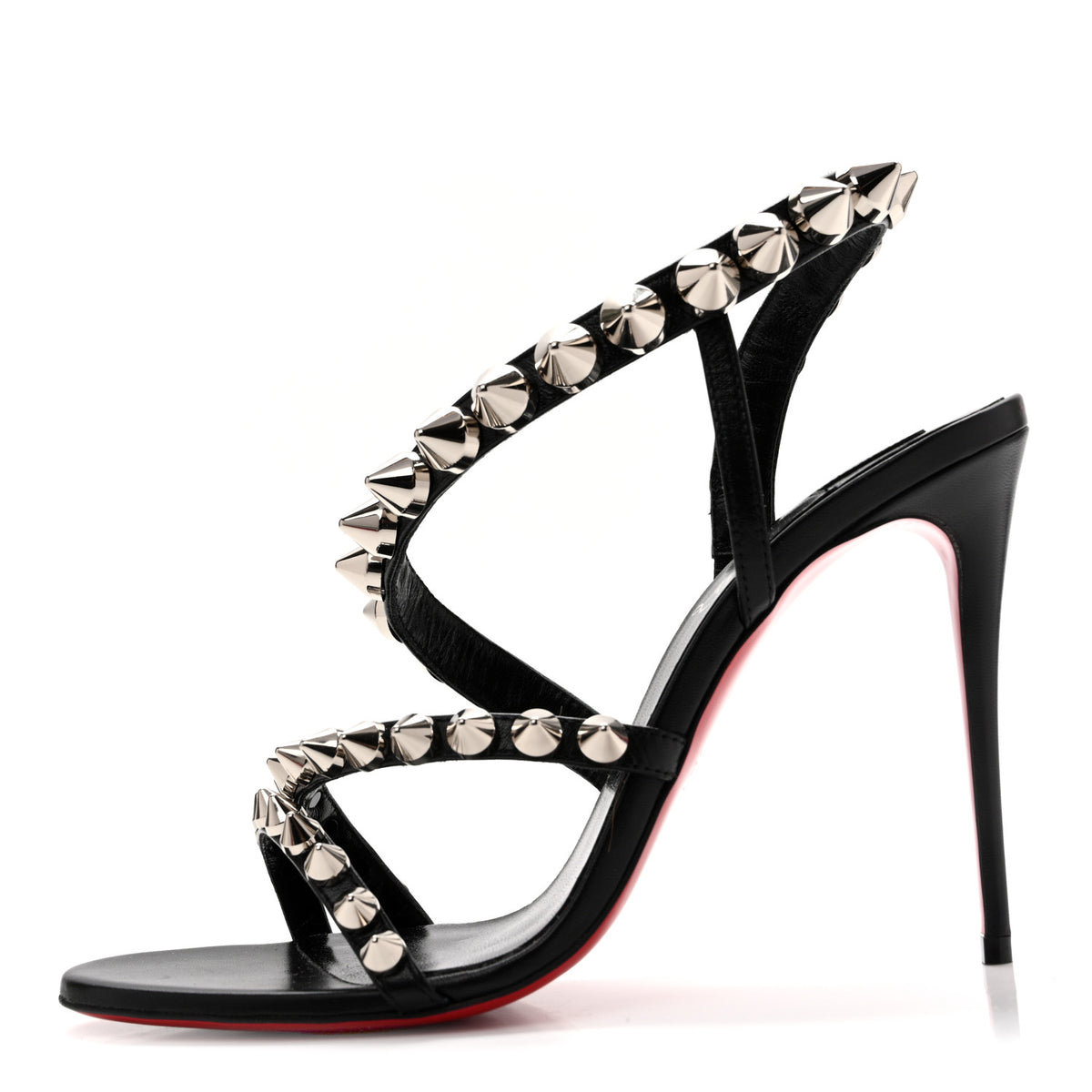 Calfskin Spikita Slingback 100 Stiletto Pumps 39 Black Silver