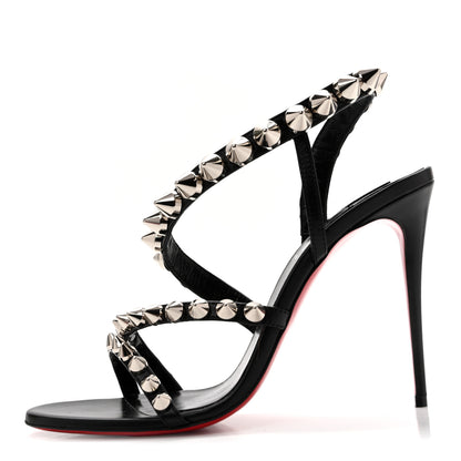 Christian Louboutin Calfskin Spikita Slingback 100 Stiletto Pumps 39 Black Silver 1 of 9