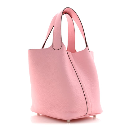 Hermes Taurillon Clemence Picotin Lock 18 PM Rose Sakura 3 of 11