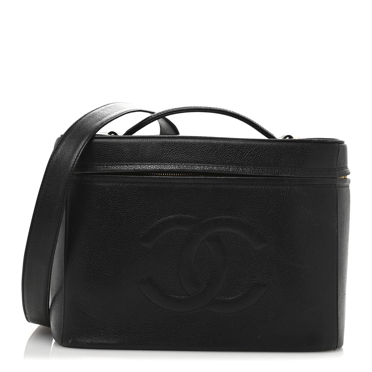 Chanel Caviar Timeless CC Large Cosmetic Train Case Black 1 of 13