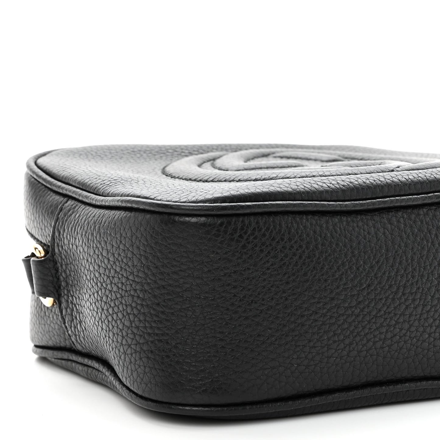 Pebbled Calfskin Small Soho Disco Bag Black