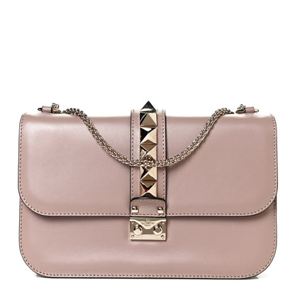Valentino Garavani Vitello Medium Glam Lock Rockstud Flap Poudre 1 of 9
