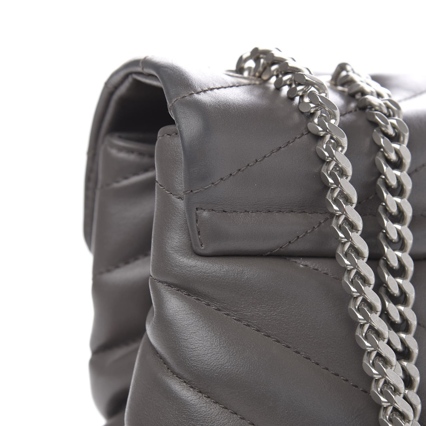 Calfskin Y Quilted Monogram Medium Loulou Chain Satchel Asphalt