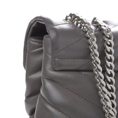 Saint Laurent Calfskin Y Quilted Monogram Medium Loulou Chain Satchel Asphalt 12 of 16