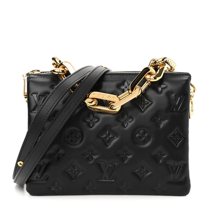 Louis Vuitton Lambskin Embossed Monogram Coussin BB Black 1 of 9