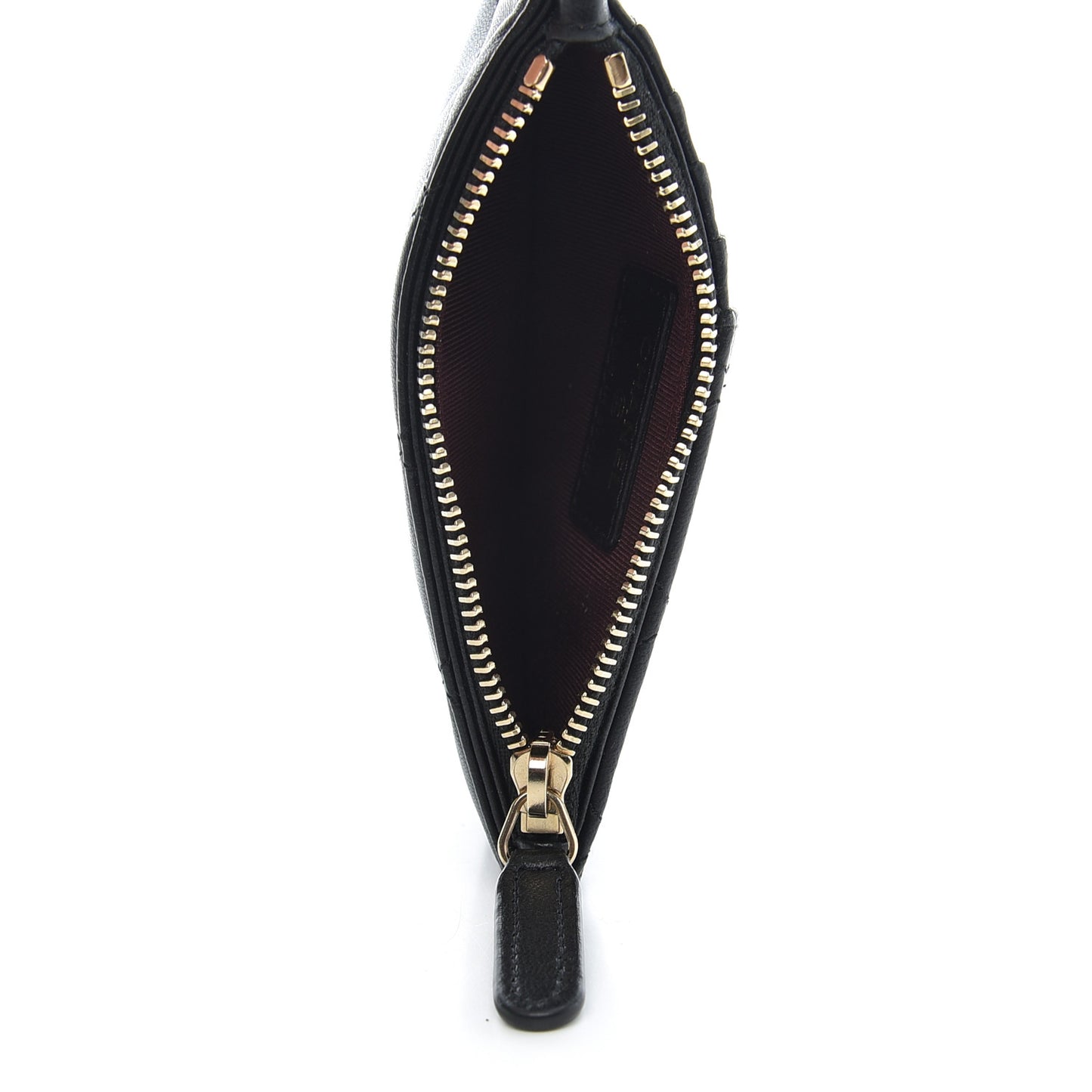 Lambskin Quilted Flap Zip Card Holder Black