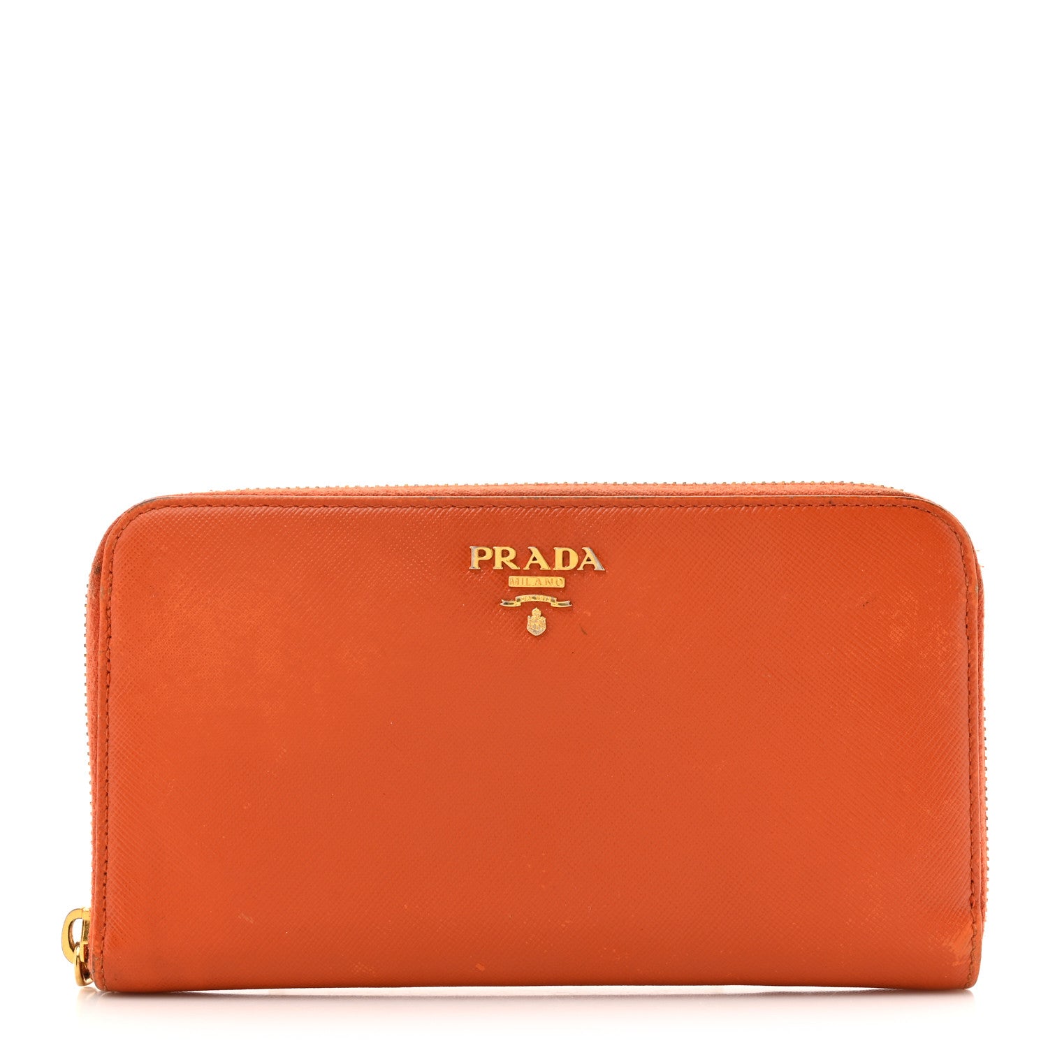 Prada Saffiano Metal Zip Around Wallet Rame 1 of 15