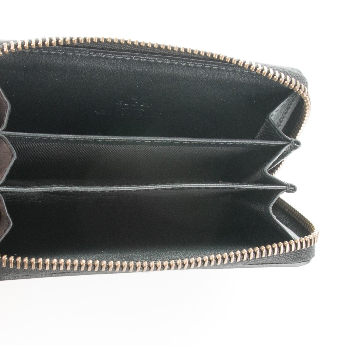 Calfskin Rabbit Embroidered Zip Around Card Case Black