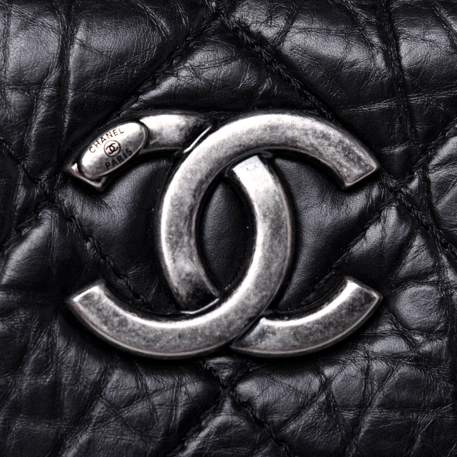 Chanel Aged Calfskin Quilted Large Secret Tag Bowling Bag Black 20 of 27