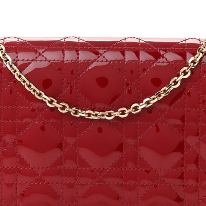 Christian Dior Patent Cannage Lady Dior Chain Wallet Red 7 of 9