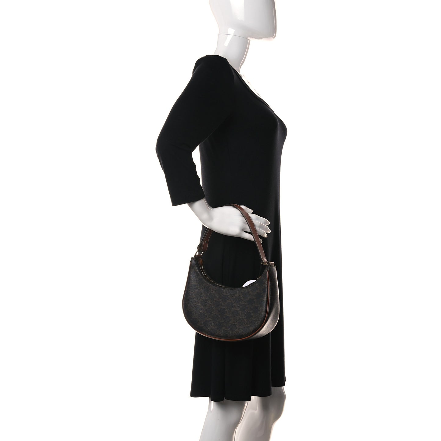 Triomphe Canvas Calfskin Ava Shoulder Bag Tan