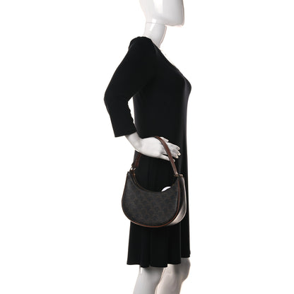 Celine Triomphe Canvas Calfskin Ava Shoulder Bag Tan 2 of 8