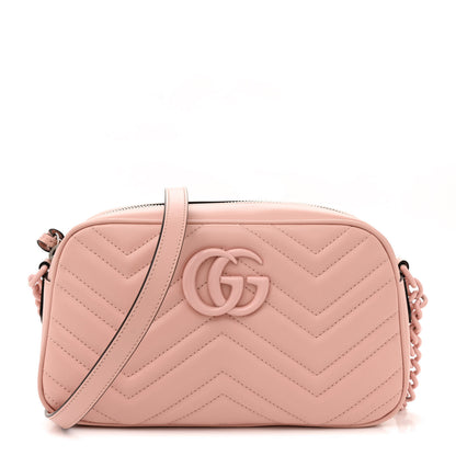 Gucci Calfskin Matelasse Monochrome Small GG Marmont Chain Shoulder Bag Perfect Pink 1 of 10