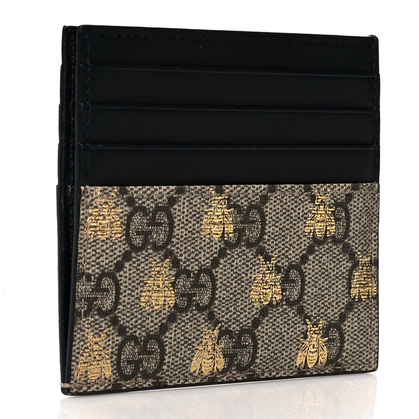 GG Supreme Monogram Bees Card Holder Black