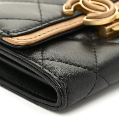 Chanel Lambskin Quilted CC Chic Flap Card Holder Black Gold 9 of 12