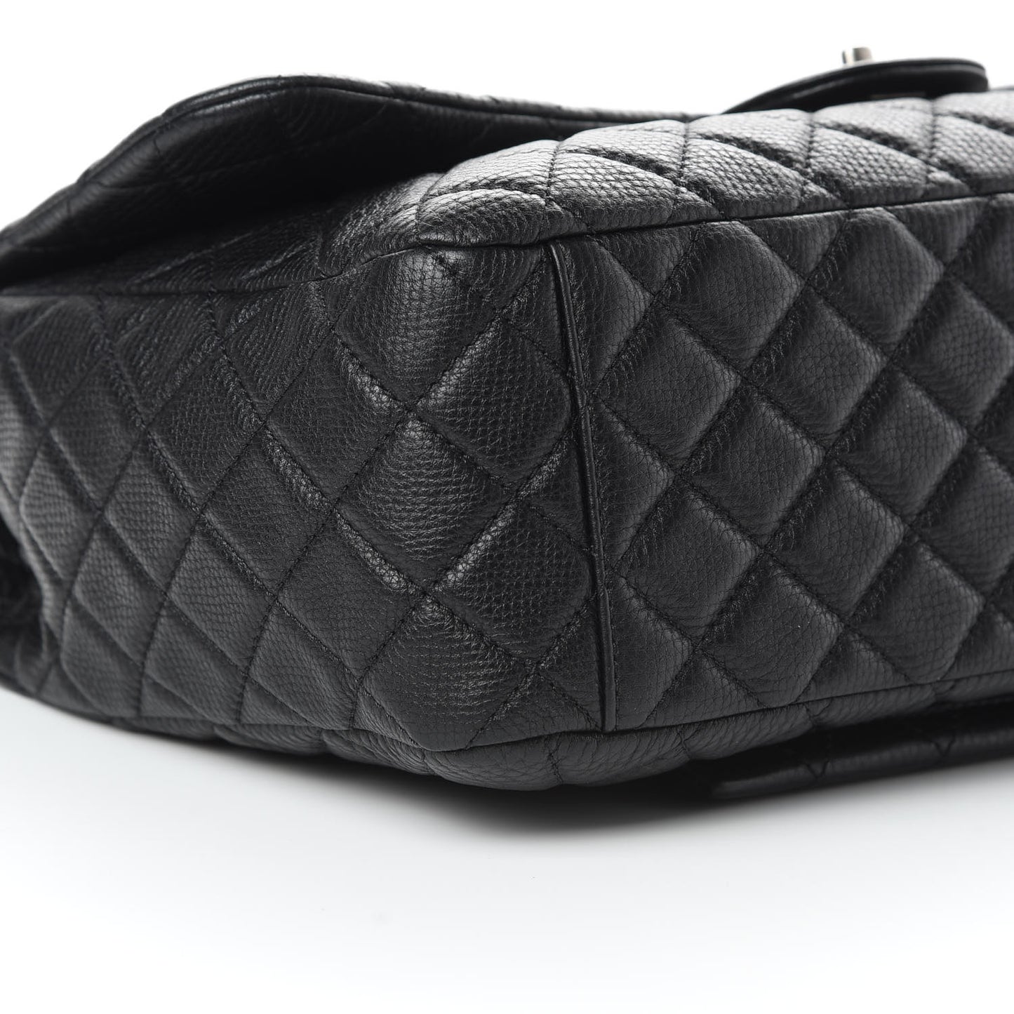 Grained Calfskin Quilted Small XXL Travel Flap Bag Black
